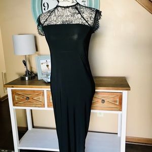 Asos fitted black dress lace detail